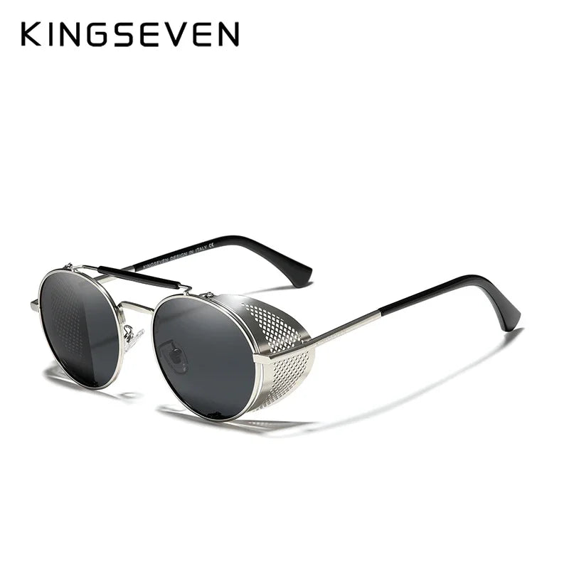 RBB Gothic Steampunk Polarized Sunglasses | UV400 Round Pilot Frame | RBB Vintage Designer Eyewear