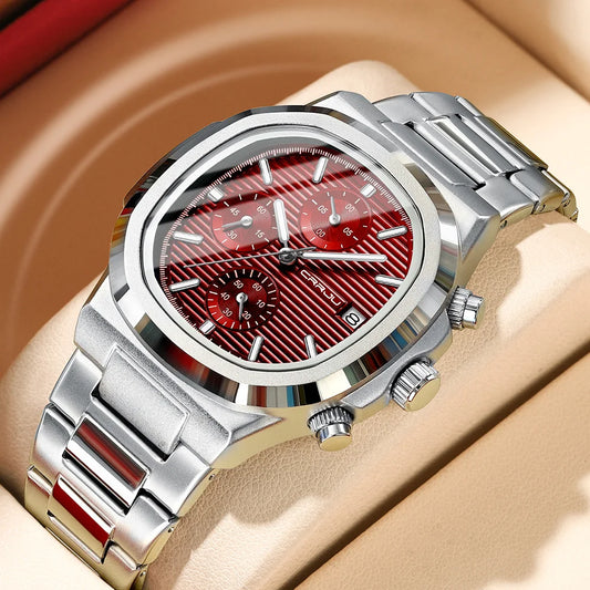 RBB Men's Luxury Quartz Watch – Stainless Steel, Square Case, Luminous & Waterproof