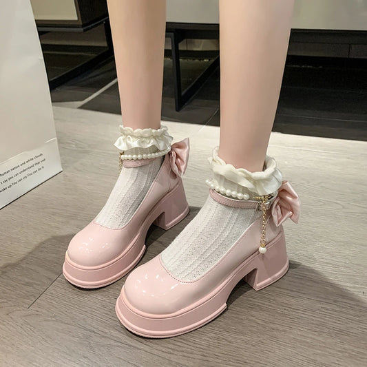 RBB Pearl Buckle Mary Jane High Heels for Women – Elegant Business & Banquet Shoes for Spring/Summer Skirt Outfits