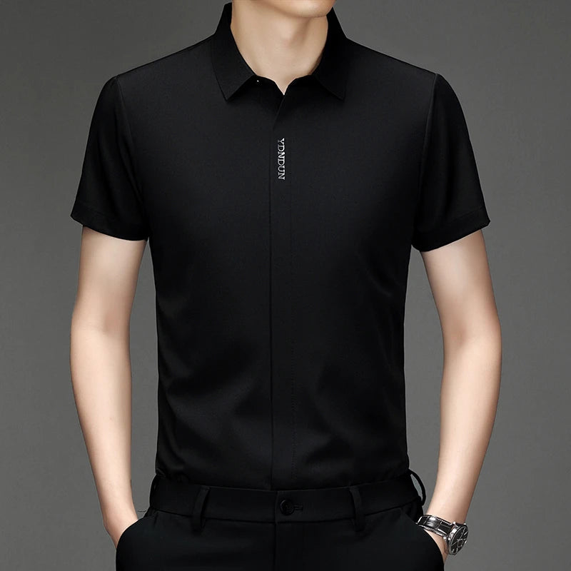 RBB Men’s Business Casual Short Sleeve Shirt – Wrinkle-Resistant Solid Color