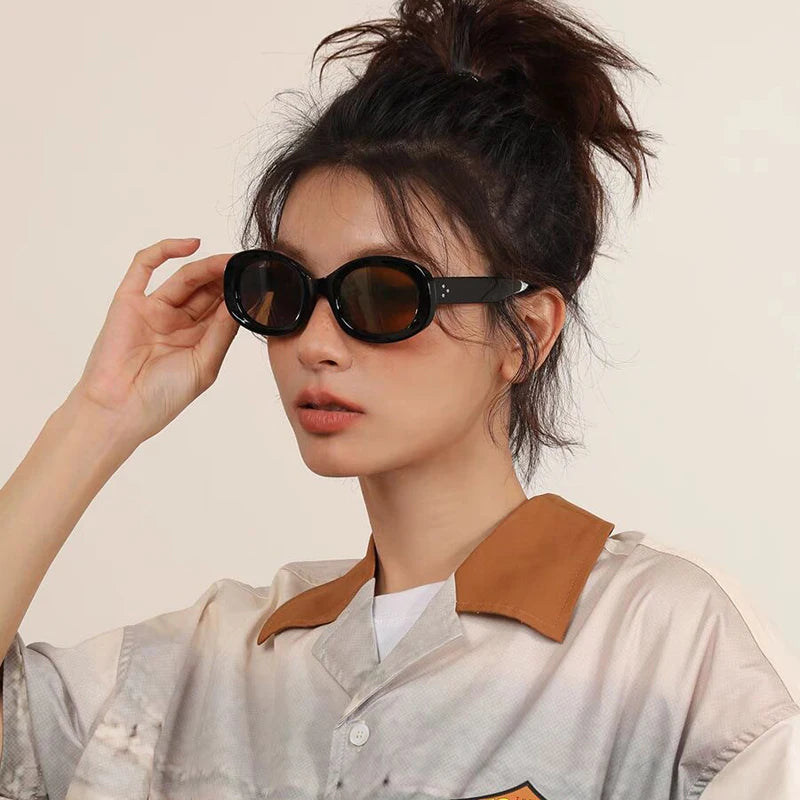 RBB 2024 Retro Oval Sunglasses – Small Frame Y2K Fashion UV400 Eyewear for Women