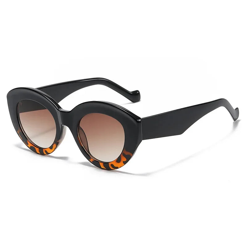RBB Oversized Cat Eye Sunglasses – Green Striped Retro UV400 Shades