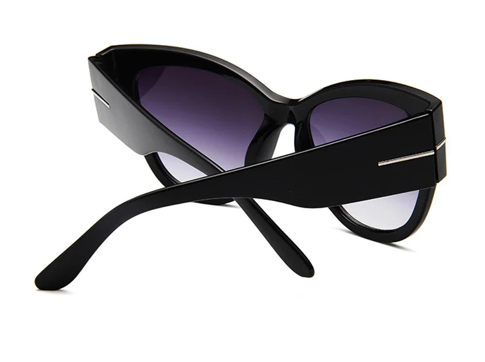 RBB Luxury Black Cat Eye Oversized Sunglasses for Women – 2024 Designer Gradient Shades