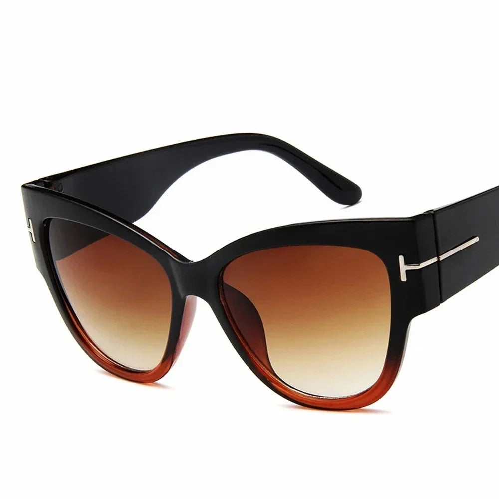 RBB Luxury Black Cat Eye Oversized Sunglasses for Women – 2024 Designer Gradient Shades