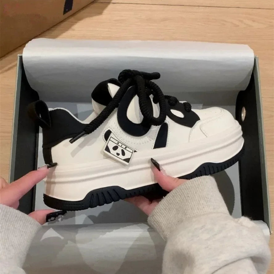 Women’s PU Leather Platform Sneakers – Thick Sole, Anti-Slip Casual Flats (2025)