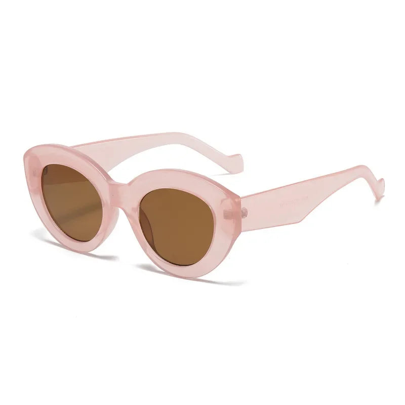 RBB Oversized Cat Eye Sunglasses – Green Striped Retro UV400 Shades