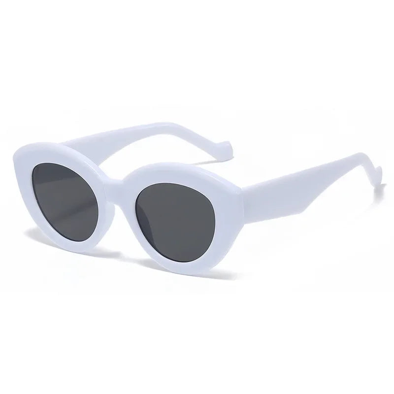 RBB Oversized Cat Eye Sunglasses – Green Striped Retro UV400 Shades