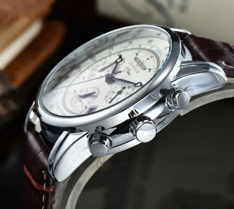 RBB Men’s Luxury Zeppelin Airship Watch – Leather Band, Business Casual Elegance