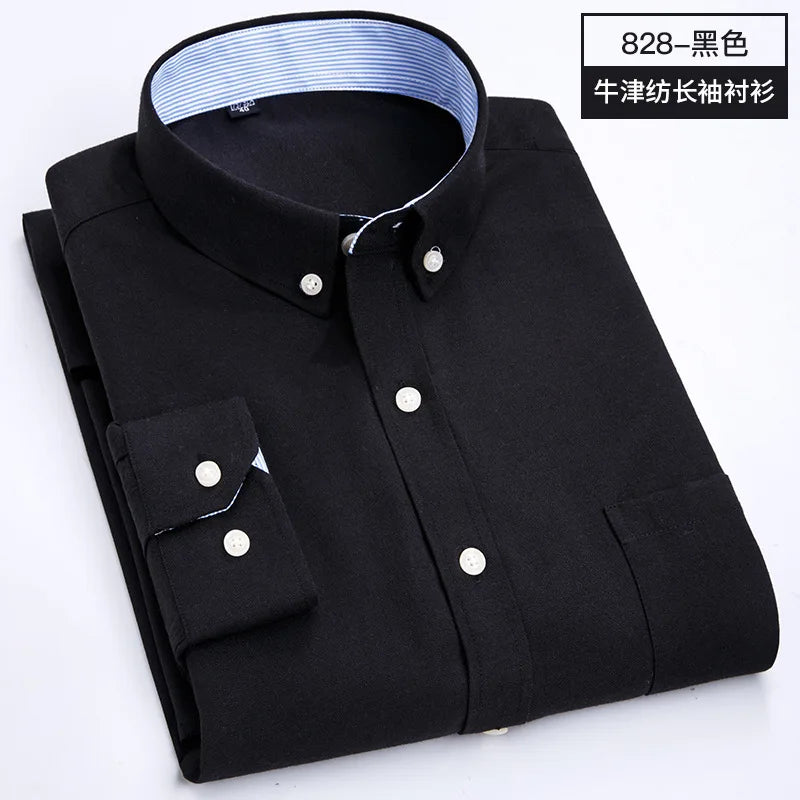 RBB Men's Oxford Long Sleeve Shirt – Slim Fit, Wrinkle-Free Casual Workwear for All Seasons