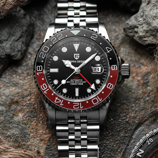 RBB DESIGN V3 Men's GMT Automatic Watch – 40MM Luxury Sapphire Mechanical Stainless Steel Waterproof Timepiece