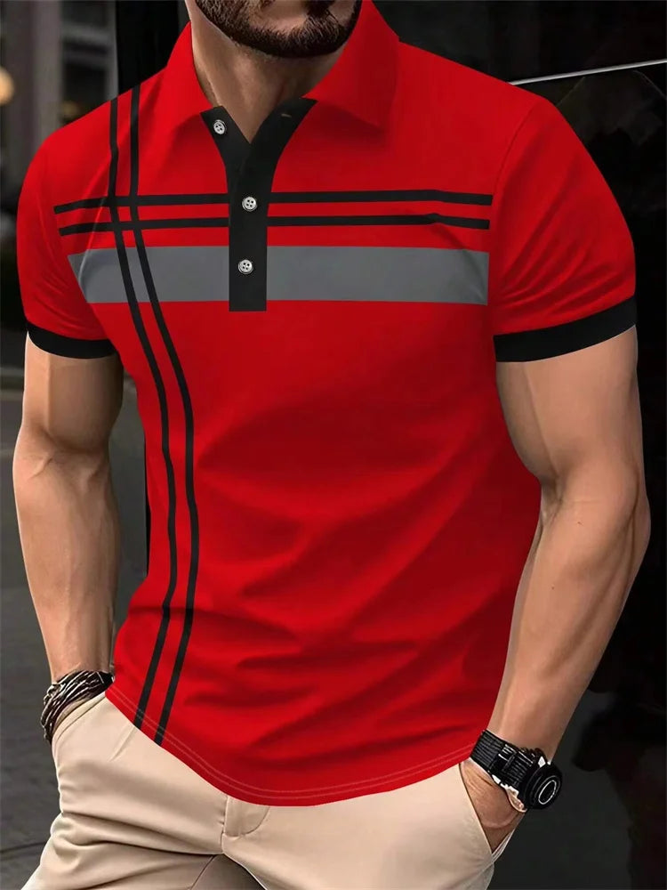 RBB 2025 Men’s Classic Short Sleeve Polo Shirt – Summer Casual Button Lapel Tee, Super Large S-3XL