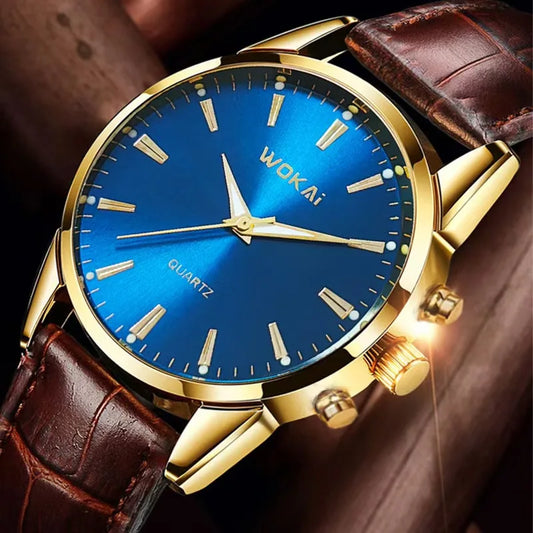 RBB Men’s Business Quartz Watch – High-Quality Leather Belt, Retro Classic Design, Waterproof