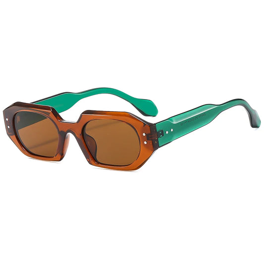 RBB Irregular Polygon Sunglasses – Retro Contrast Color Shades | Wide Leg Anti-Blue Light Outdoor Eyewear