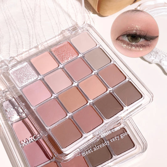 Sixteen-Color Sunset Magic Eye Shadow Palette – Pearlescent & Matte Earth Tones | Korean Makeup Essentials