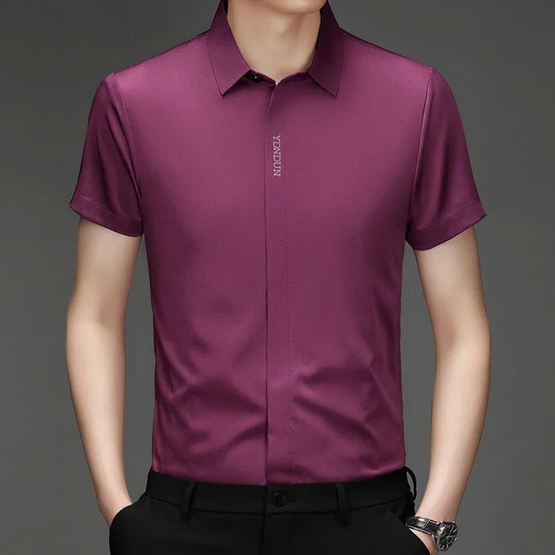 RBB Men’s Business Casual Short Sleeve Shirt – Wrinkle-Resistant Solid Color