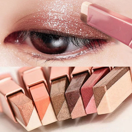 Two-Color Gradient Eyeshadow Stick – Natural 3D Effect, Long-Lasting & No Smudge