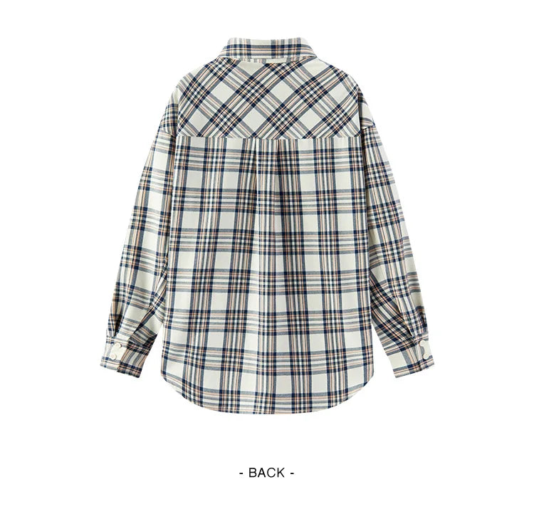 Semir Long Sleeve Shirt Women Mid-long Style Oversize Spring 2025 New Spring Checkered Top Vintage