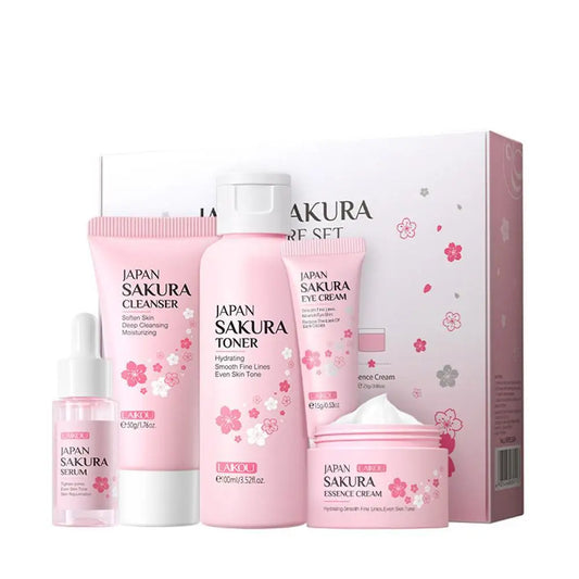 5-Piece Facial Skincare Travel Set – Cleanser, Toner, Serum, Cream & Eye Cream