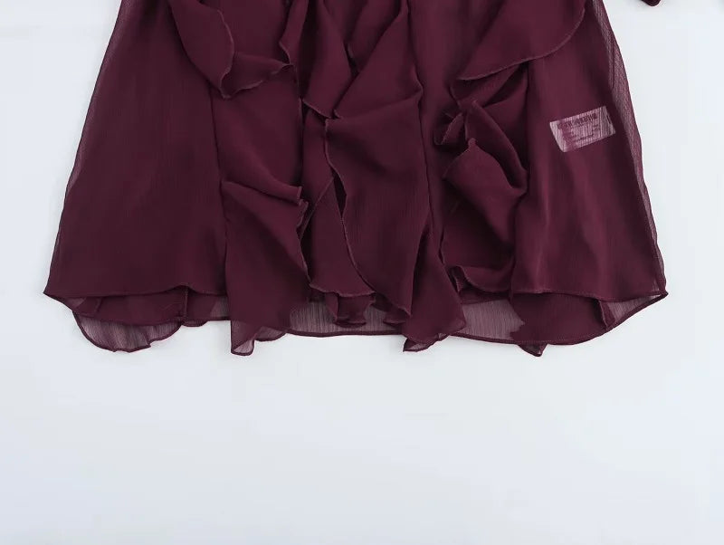 MUJER 2025 Ruffle Blouses for Women Semi Sheer Shirts and Blouses Woman Summer Casual Blouses Woman Fashion Tops Womens Blouses