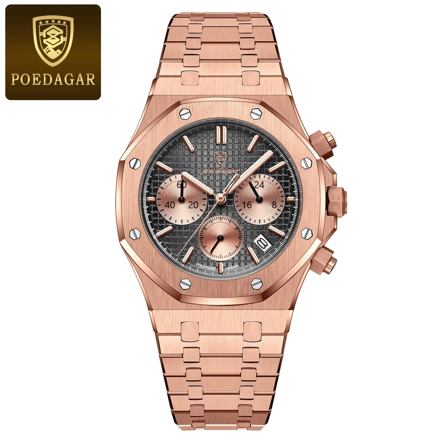 RBB Luxury Men's Stainless Steel Chronograph Watch – Military Style, Waterproof & Luminous Quartz Wristwatch