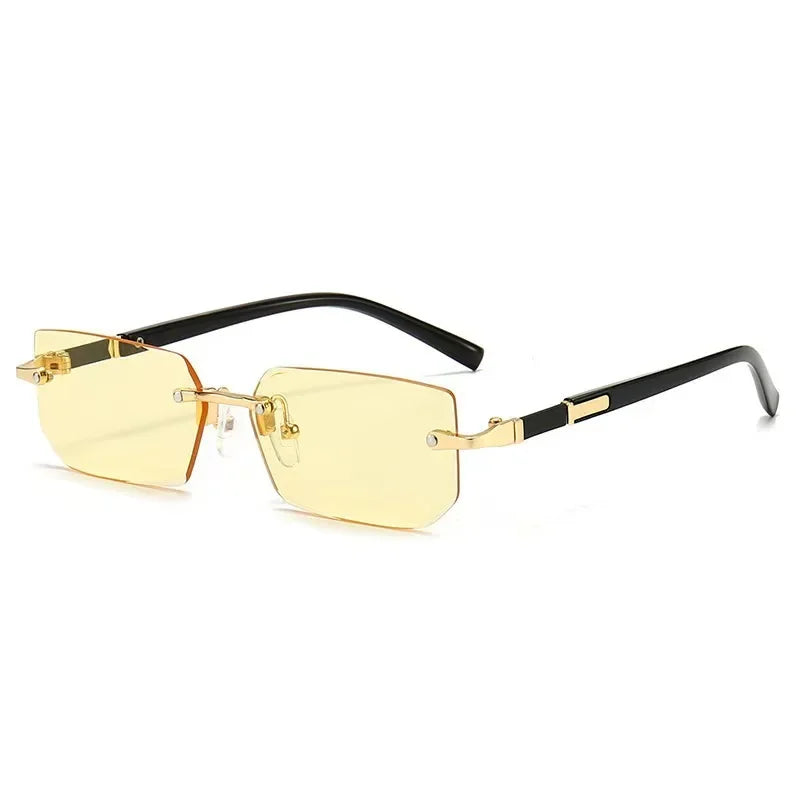 RBB Rimless Rectangle Sunglasses – Fashionable Small Square Shades for Women & Men