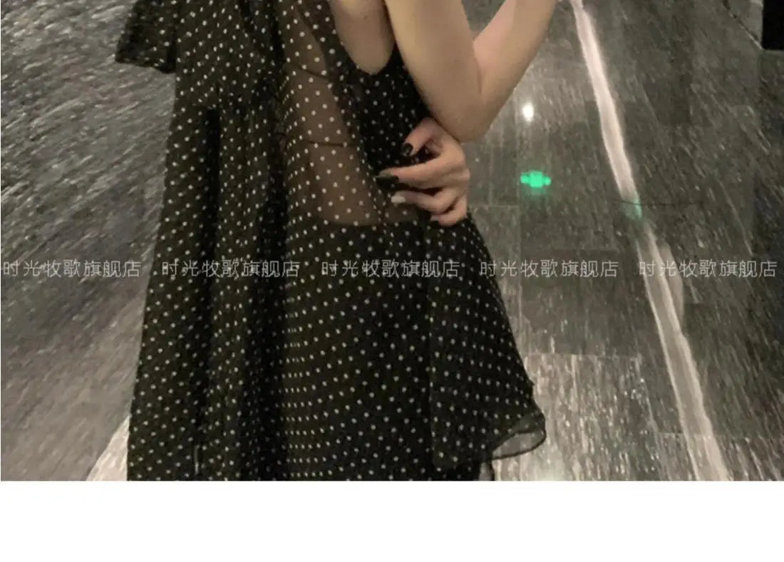 Women Blouses Sleeveless Polka Dots Loose Kawaii Lace-up Sweet Elegant Bow Temperament Design Korean Style Summer Fashion Chic