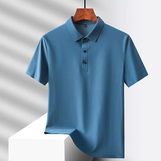 Men's Summer Quick-Dry Ice Silk Short Sleeve T-Shirt — Lightweight Nylon Fabric, Middle-Aged Casual Dad Tee