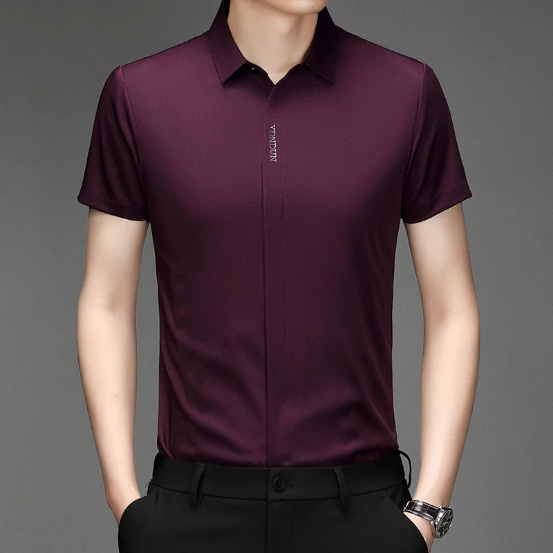 RBB Men’s Business Casual Short Sleeve Shirt – Wrinkle-Resistant Solid Color