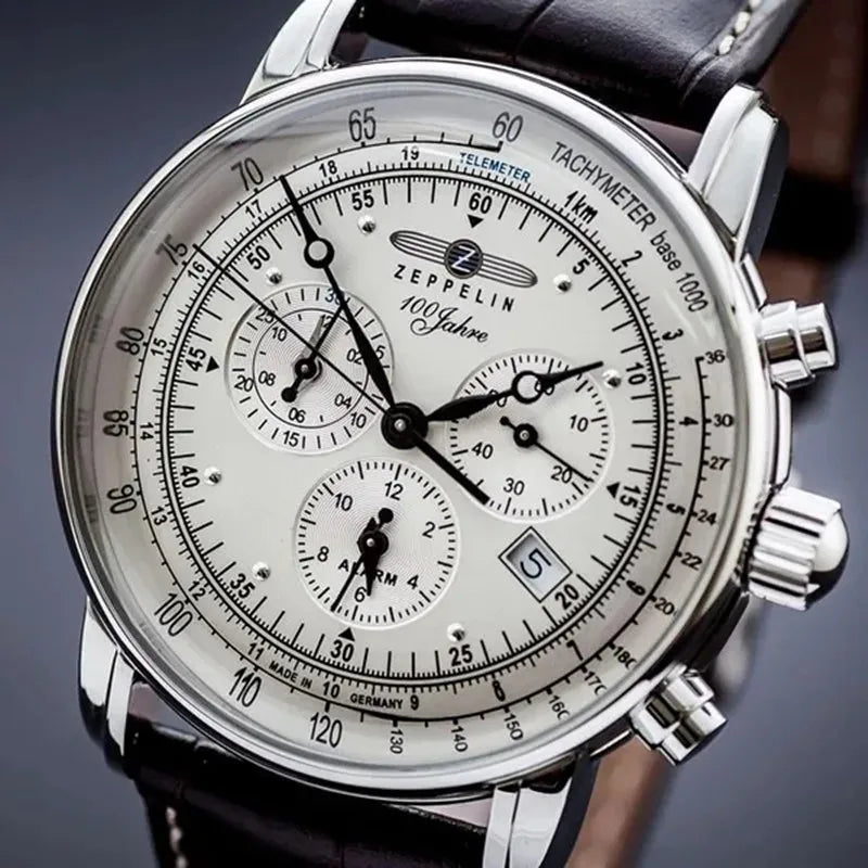 RBB Men’s Luxury Zeppelin Airship Watch – Leather Band, Business Casual Elegance