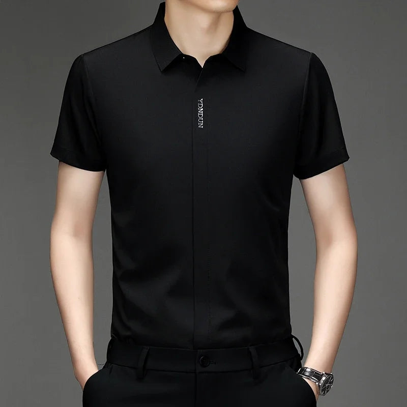 RBB Men’s Business Casual Short Sleeve Shirt – Wrinkle-Resistant Solid Color