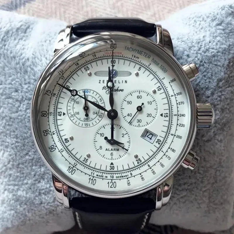 RBB Men's Luxury Quartz Watch – Leather Strap, Retro Airship-Inspired Design