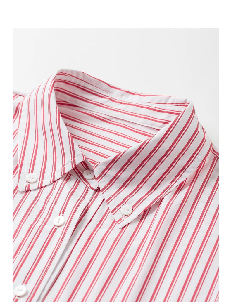 TOYOUTH Women Blouse Shirt 2025 Spring New Lyocell Long Sleeve Striped Cotton Sunscreen OL Shirt Tops