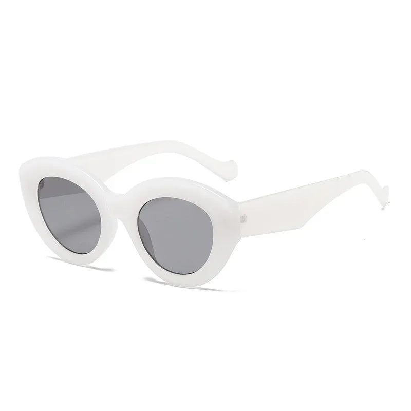 RBB Oversized Cat Eye Sunglasses – Green Striped Retro UV400 Shades