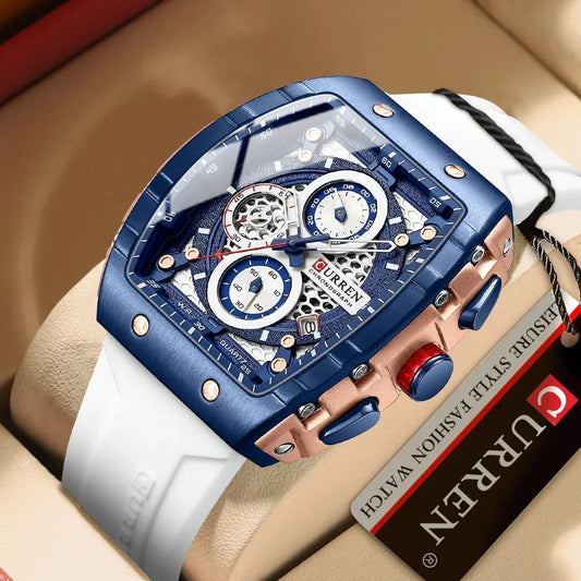 RBB Men's Luxury Square Chronograph Watch – Waterproof, Luminous, Date Display