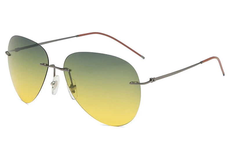 RBB Ultra-Light Frameless Photochromic Sunglasses | Polarized Titanium Goggles for Day & Night Driving & Fishing