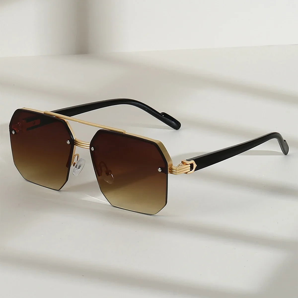 RBB Men's Half-Frame Metal Square Sunglasses – Retro Casual Outdoor Fashion Eyewear