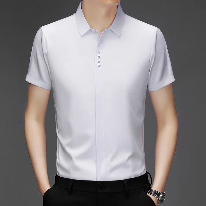 RBB Men’s Business Casual Short Sleeve Shirt – Wrinkle-Resistant Solid Color