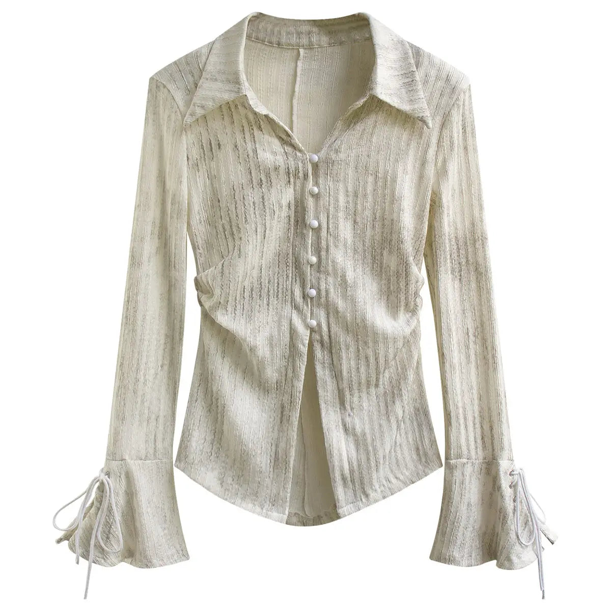 French Style Flare Sleeve Shirts for Women Retro Chic Lace-up Spring Autumn Elegant Feminine Sexy Tops Aesthetic Clothes Popular
