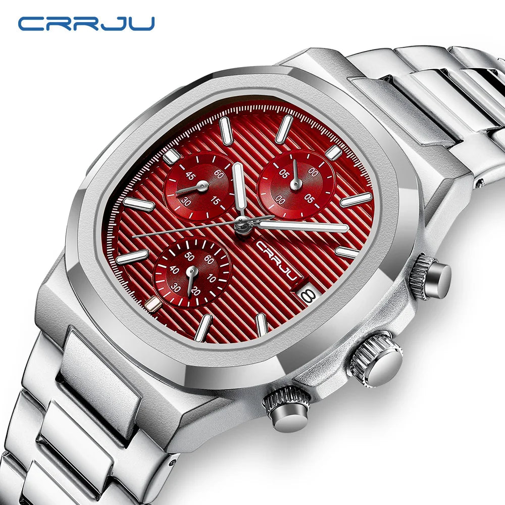 RBB Men's Luxury Quartz Watch – Stainless Steel, Square Case, Luminous & Waterproof
