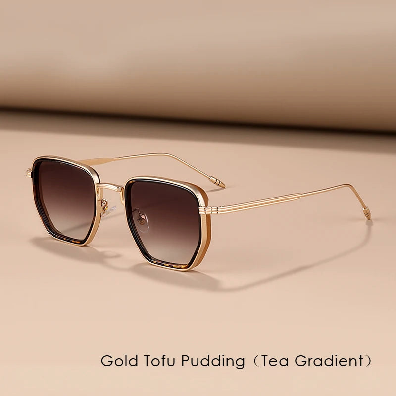 RBB Retro Polygon Square Sunglasses – UV400 Gradient Vintage Eyewear for Men & Women