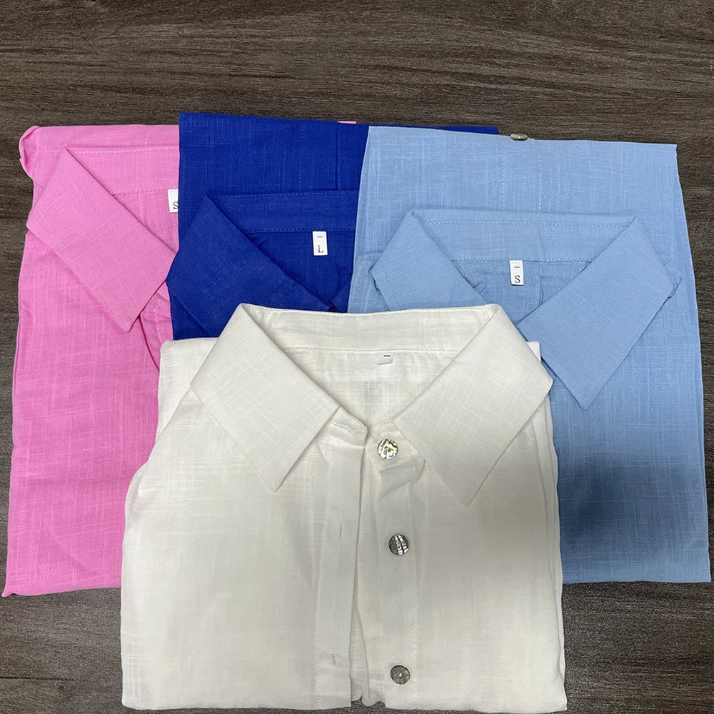 Epligg Women's White Shirt Long Sleeve Elegant Pink Loose Fashion Blouse Summer Vintage Basic Top Collar Shirt for Women