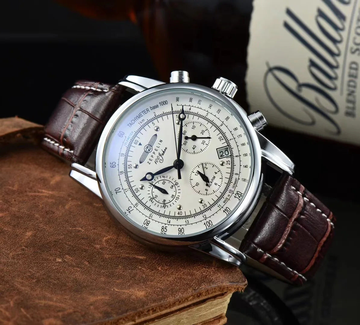 RBB Men’s Luxury Zeppelin Airship Watch – Leather Band, Business Casual Elegance