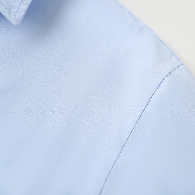 TRAF 2025 Women's Shirt Long Blue Shirt Women Spring Long Sleeve Oversize Shirts Blouses Korean Style Casual Button Up Shirts