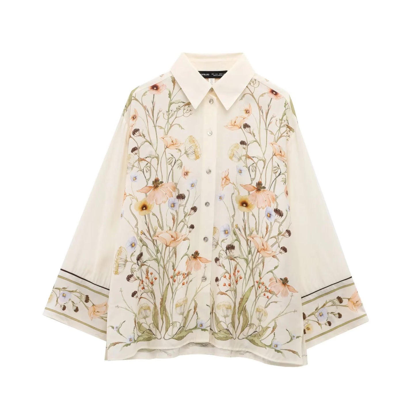 European And American 2025 Spring And Summer New Women's Casual Style Simple Flower Printed Shirt