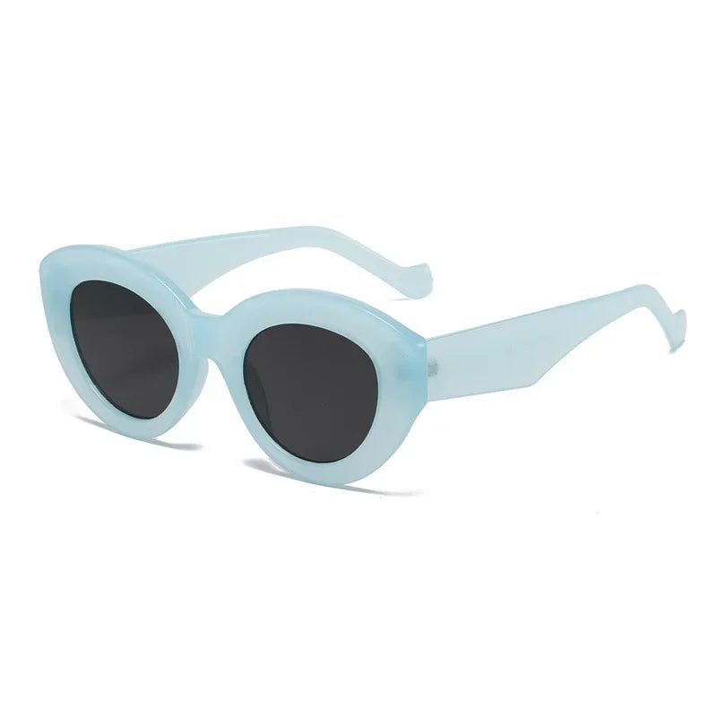 RBB Oversized Cat Eye Sunglasses – Green Striped Retro UV400 Shades