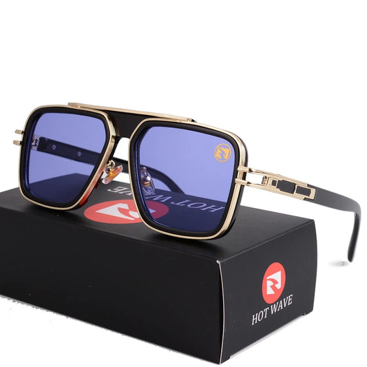 RBB Blue Mirror Square Sunglasses for Men – UV Protection, Vintage Style