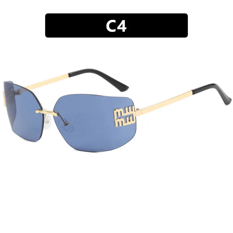 RBB Classic Rimless Rectangle Sunglasses for Women – Luxury Gradient Shades