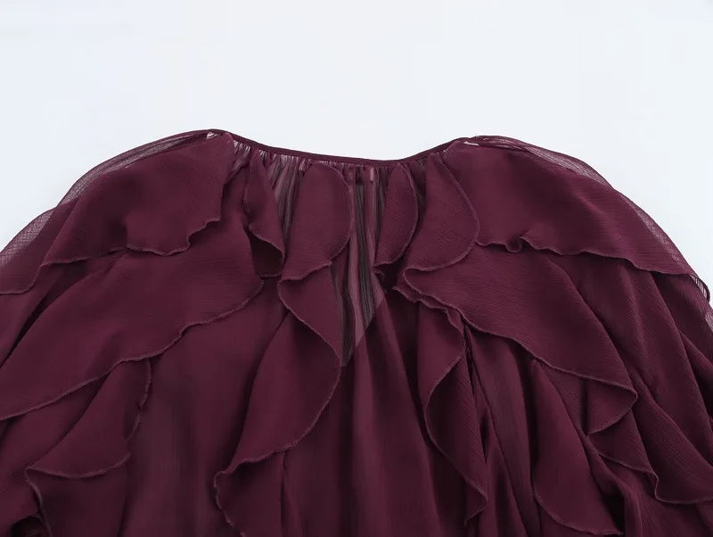 MUJER 2025 Ruffle Blouses for Women Semi Sheer Shirts and Blouses Woman Summer Casual Blouses Woman Fashion Tops Womens Blouses