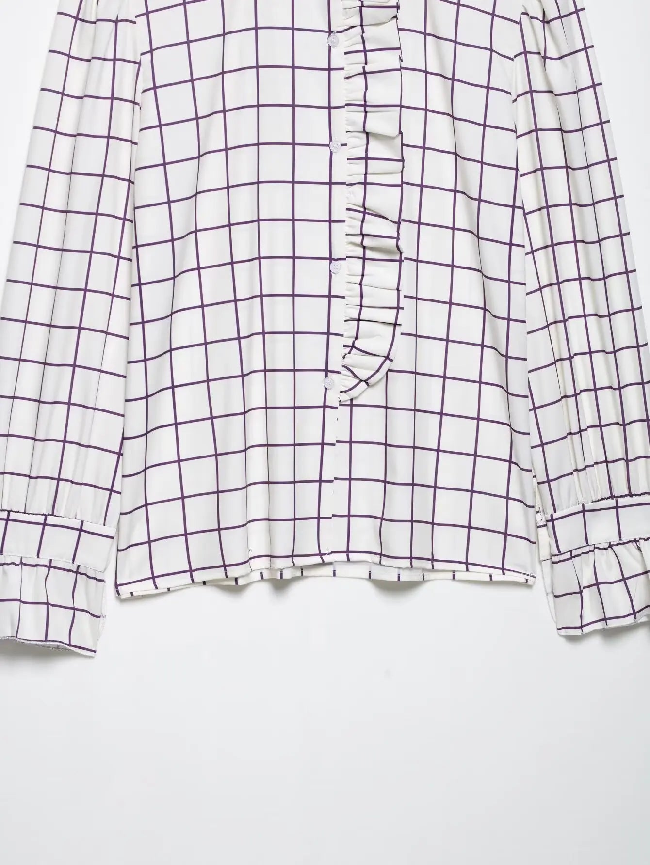 Ruffles Women Sweet Shirts 2025 Fashion Ladies Casual Purple Striped Blouses for Party Female Chic Tops Girls Cute Clothes