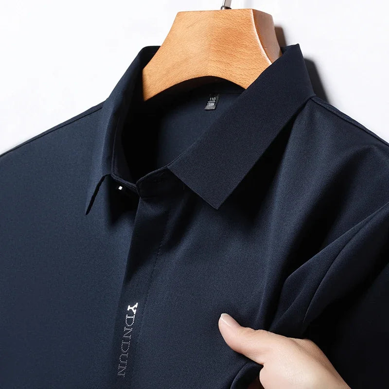 RBB Men’s Business Casual Short Sleeve Shirt – Wrinkle-Resistant Solid Color